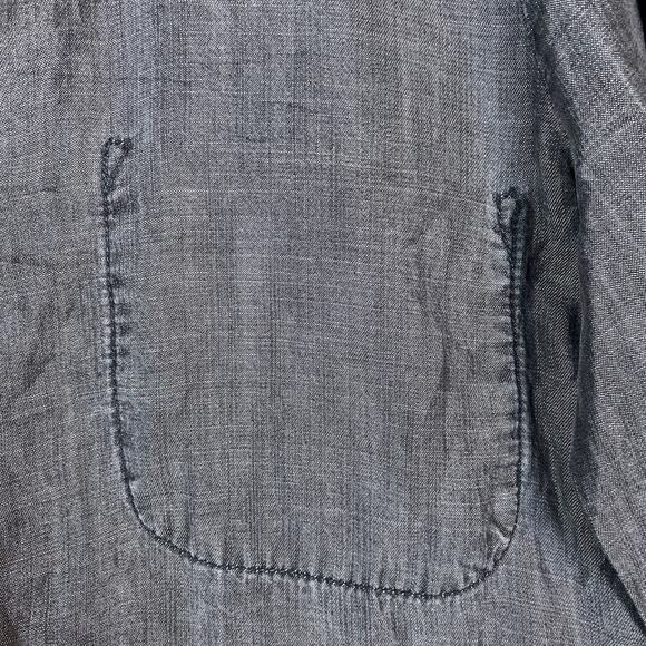 Cloth & Stone Anthropologie Womens Shirt Black Button Down High Low Small - Picture 6 of 14